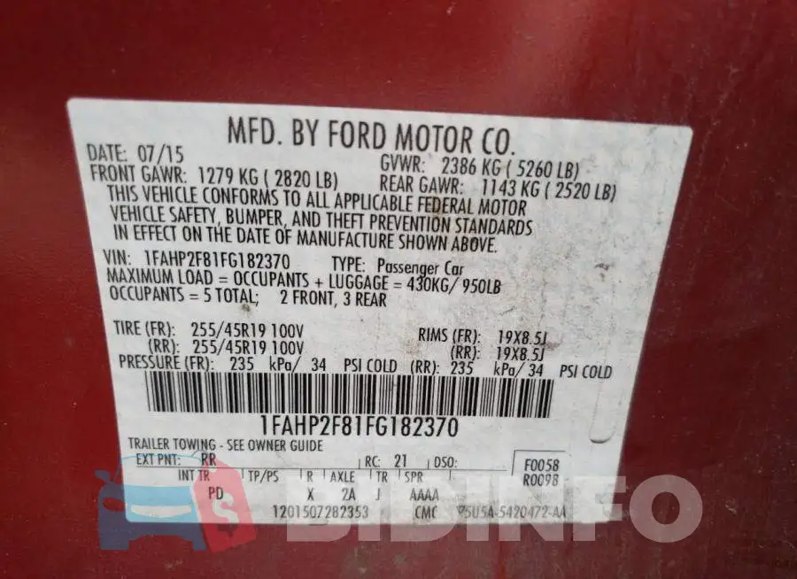 1FAHP2F81FG182370 Photo# 12
