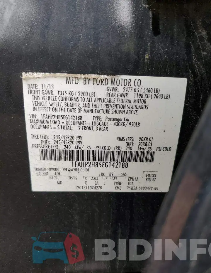 1FAHP2H85EG142188 Photo# 12