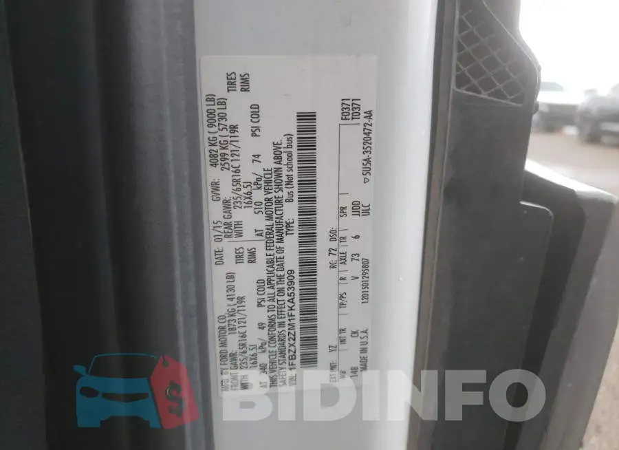 1FBZX2ZM1FKA53909 Photo# 13