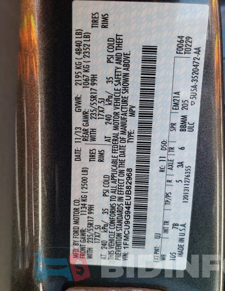 1FMCU9G94EUB82968 Photo# 12