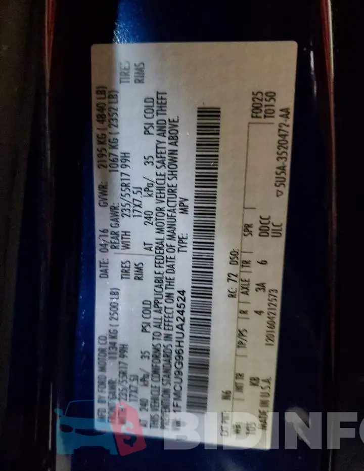 1FMCU9G96HUA24524 Photo# 12