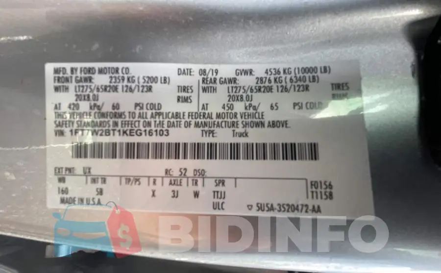 1FT7W2BT1KEG16103 Photo# 10