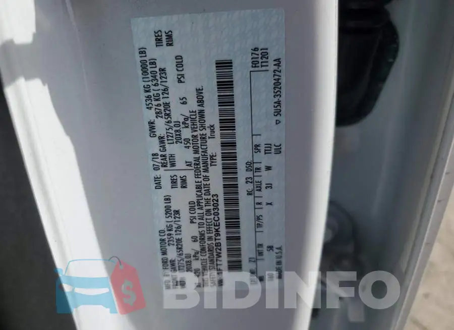 1FT7W2BT9KEC03023 Photo# 12