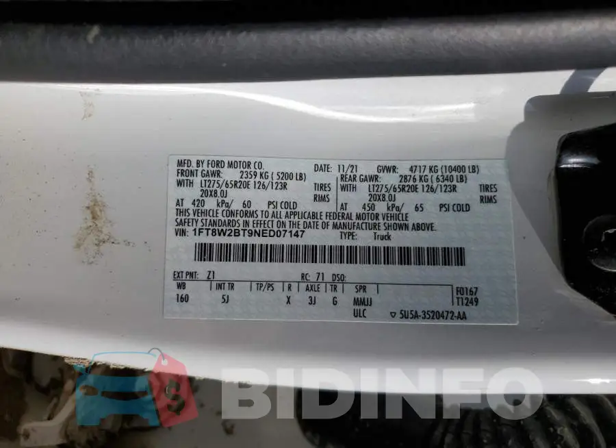 1FT8W2BT9NED07147 Photo# 13