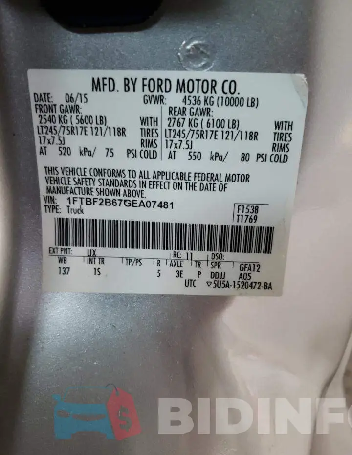 1FTBF2B67GEA07481 Photo# 12