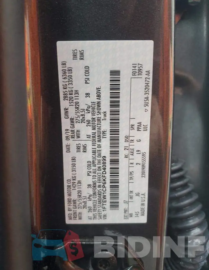 1FTEW1CP6KFD40899 Photo# 12