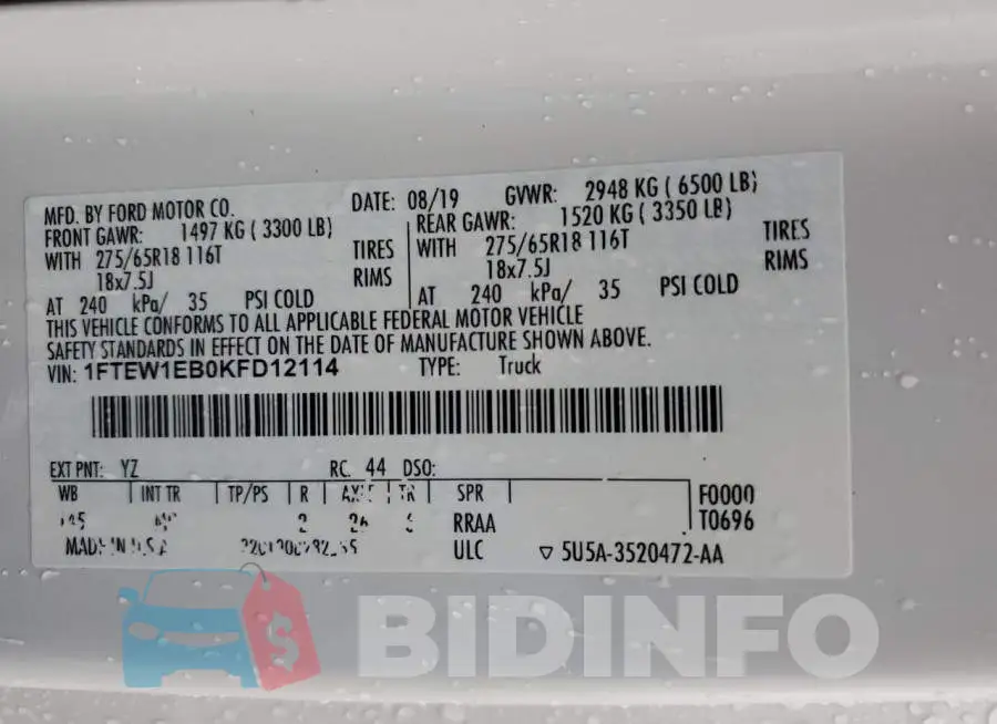 1FTEW1EB0KFD12114 Photo# 12
