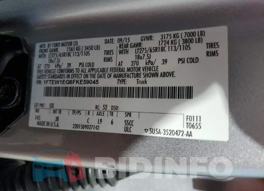 1FTEW1EG6FKE59045 Photo# 12