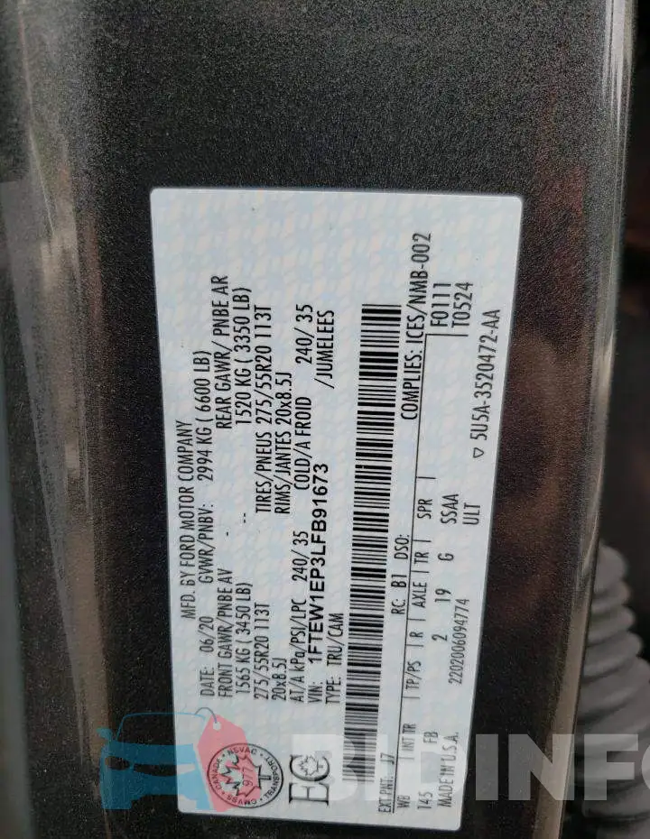 1FTEW1EP3LFB91673 Photo# 12