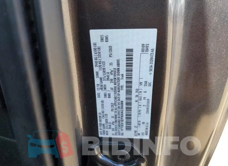 1FTEX1EPXKKC50088 Photo# 13