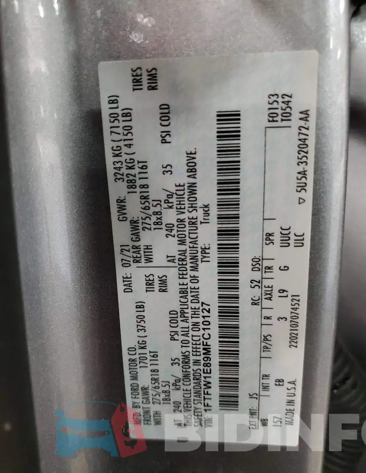 1FTFW1E89MFC10127 Photo# 12