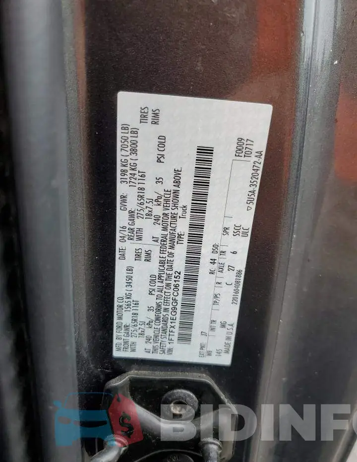 1FTFX1EG9GFC06152 Photo# 12