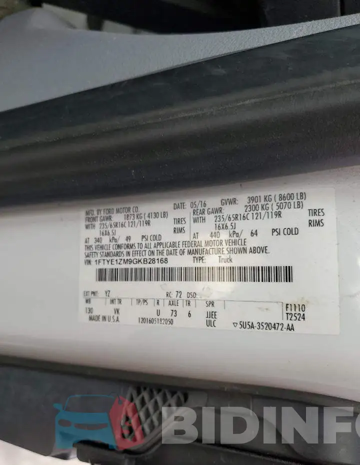 1FTYE1ZM9GKB28168 Photo# 13