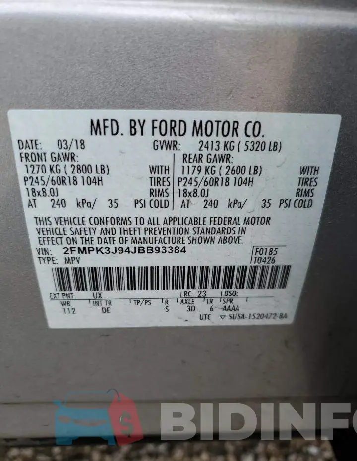 2FMPK3J94JBB93384 Photo# 13