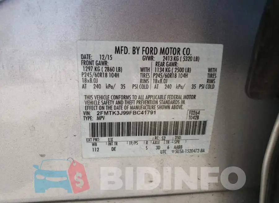 2FMTK3J99FBC41791 Photo# 14