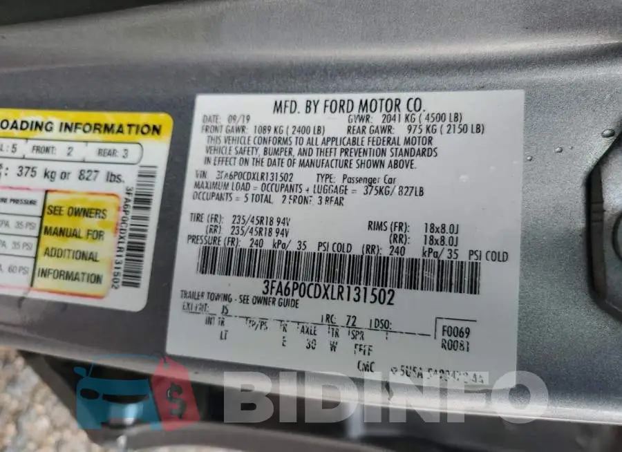 3FA6P0CDXLR131502 Photo# 12