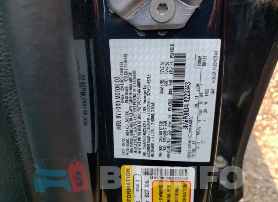 3FA6P0HD4LR223343 Photo# 12