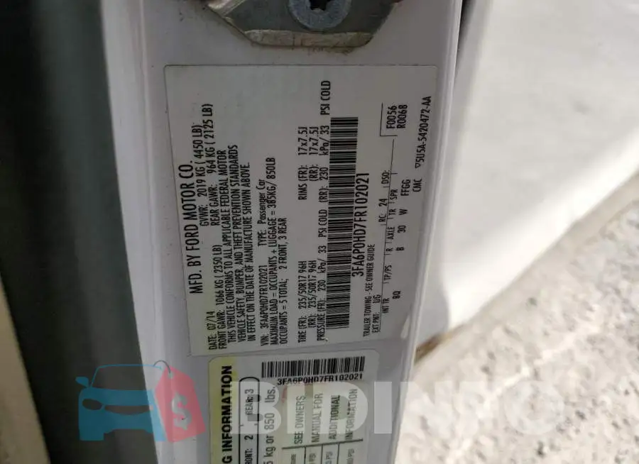 3FA6P0HD7FR102021 Photo# 12