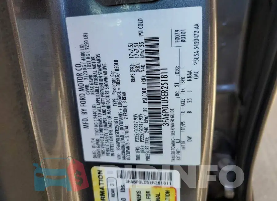 3FA6P0LU5ER251811 Photo# 12