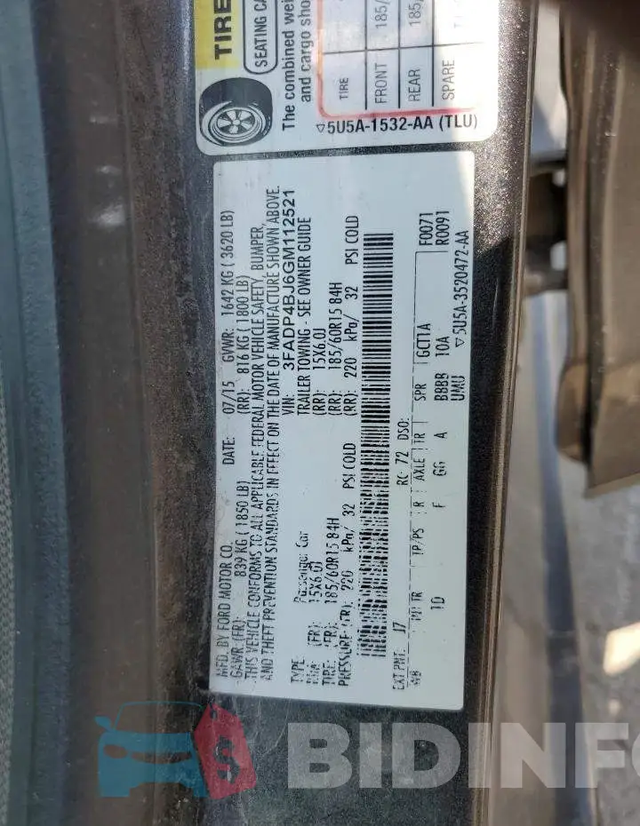 3FADP4BJ6GM112521 Photo# 12