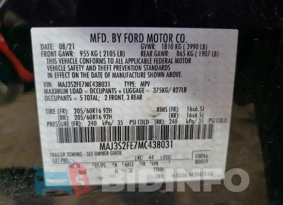MAJ3S2FE7MC438031 Photo# 12