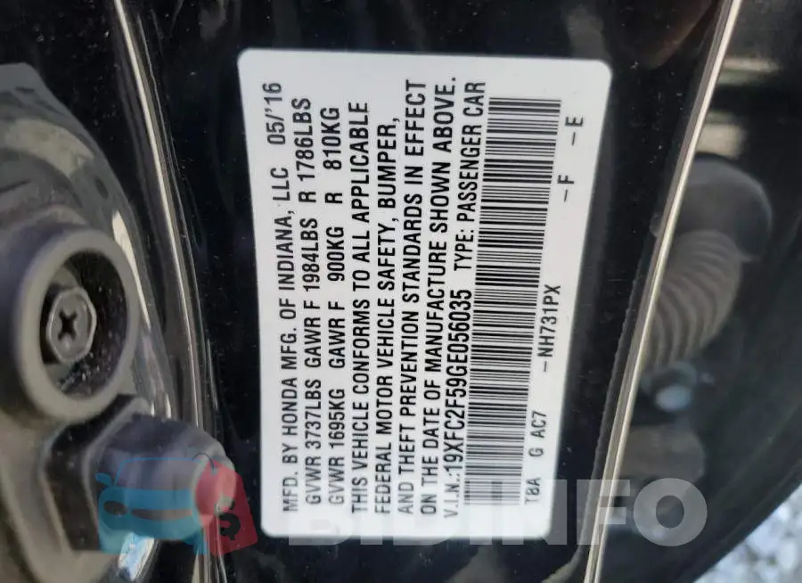 19XFC2F59GE056035 Photo# 12