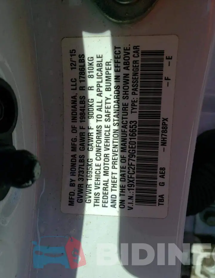 19XFC2F79GE016653 Photo# 10