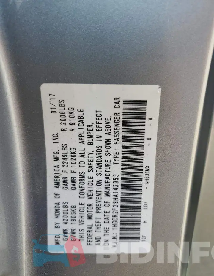 1HGCR2F39HA142953 Photo# 13
