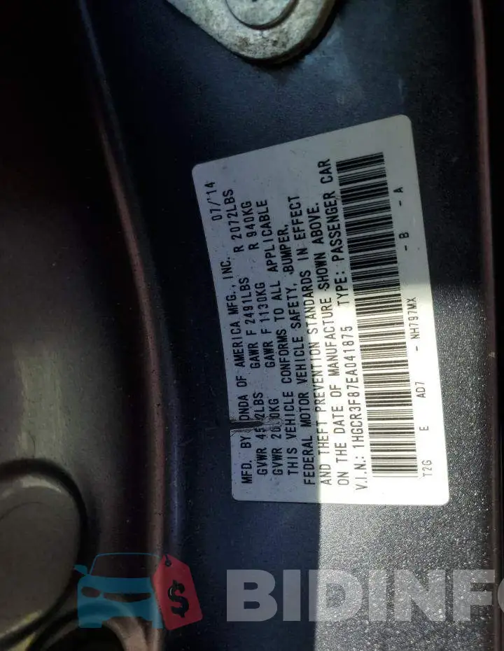 1HGCR3F87EA041875 Photo# 12