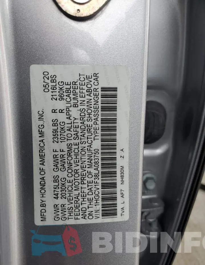1HGCV1F38LA083750 Photo# 13