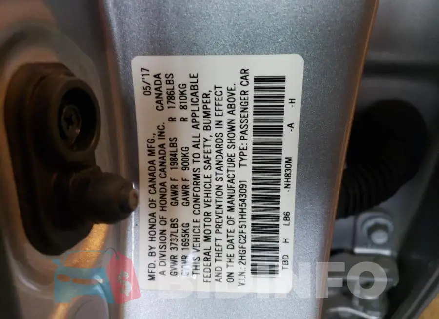 2HGFC2F51HH543091 Photo# 13