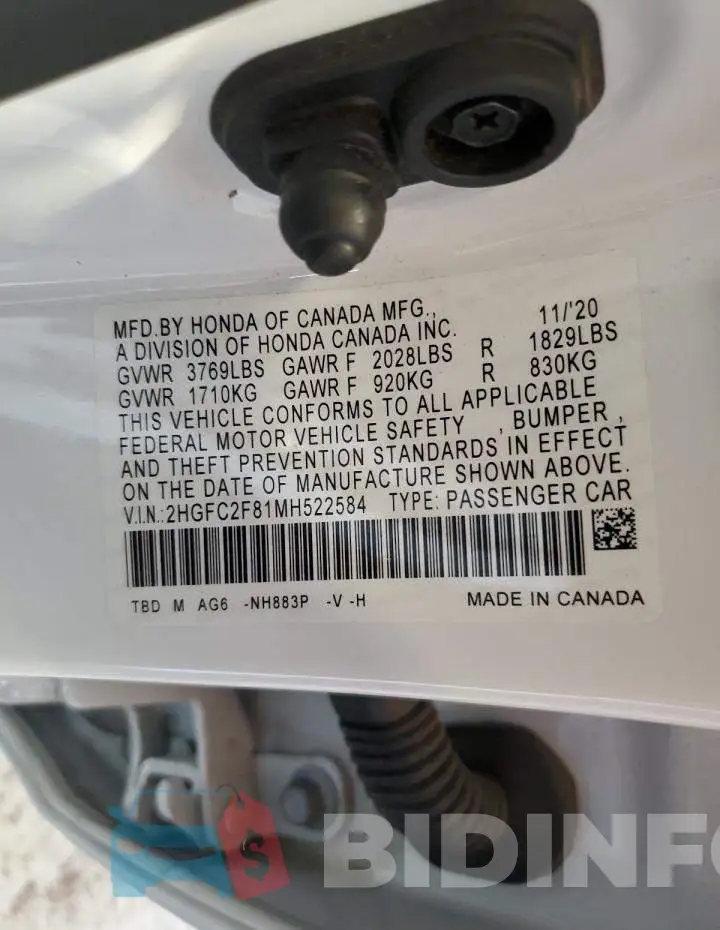 2HGFC2F81MH522584 Photo# 13