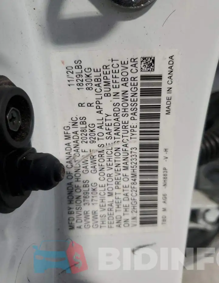 2HGFC2F84MH523373 Photo# 12