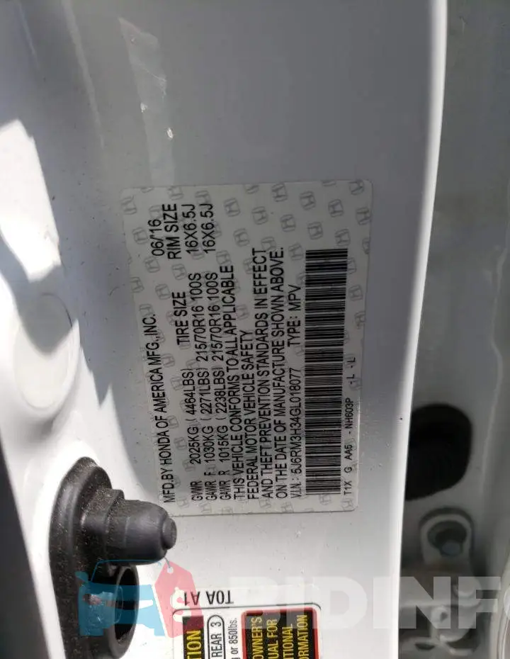 5J6RM3H34GL018077 Photo# 12