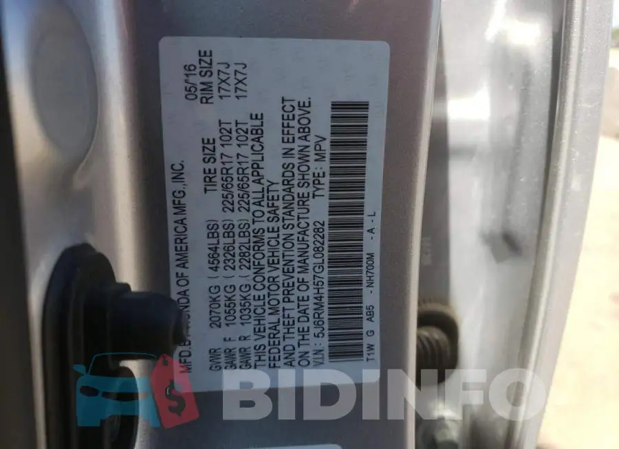 5J6RM4H57GL082282 Photo# 13