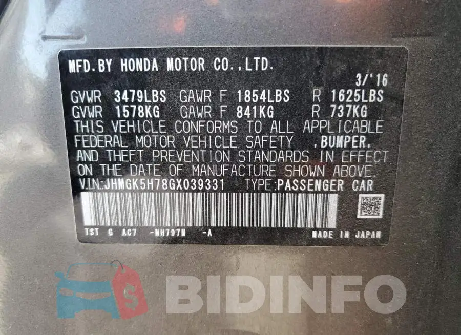 JHMGK5H78GX039331 Photo# 12