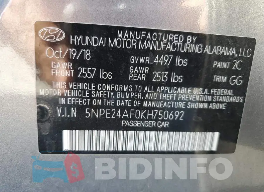 5NPE24AF0KH750692 Photo# 12