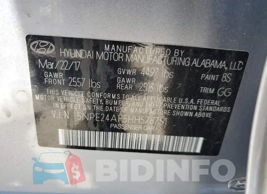 5NPE24AF5HH578751 Photo# 13