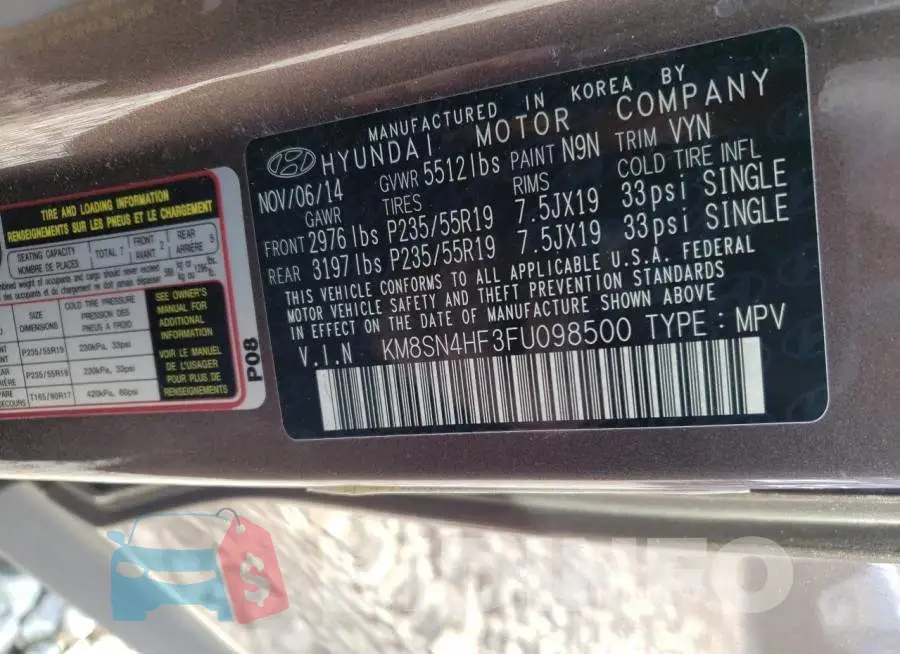 KM8SN4HF3FU098500 Photo# 12
