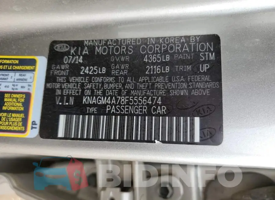 KNAGM4A78F5556474 Photo# 12