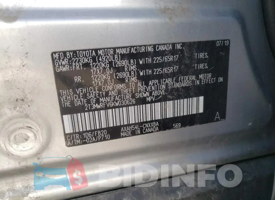 2T3MWRFV6KW030626 Photo# 12