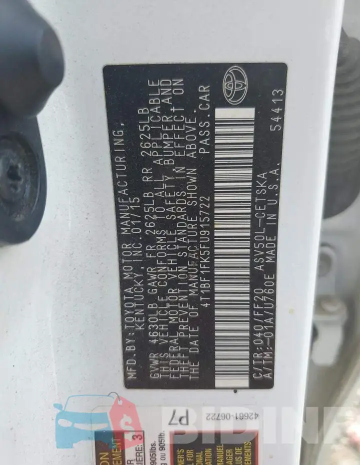 4T1BF1FK5FU915722 Photo# 12