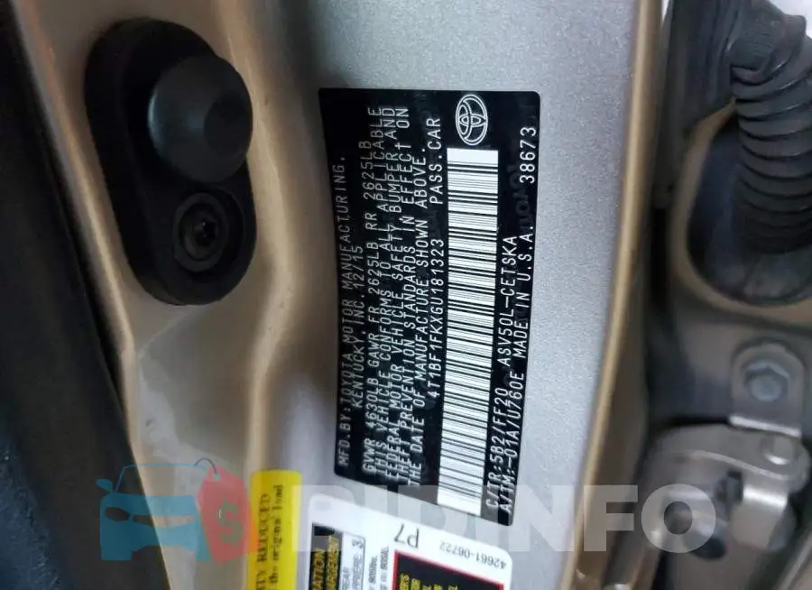 4T1BF1FKXGU181323 Photo# 12