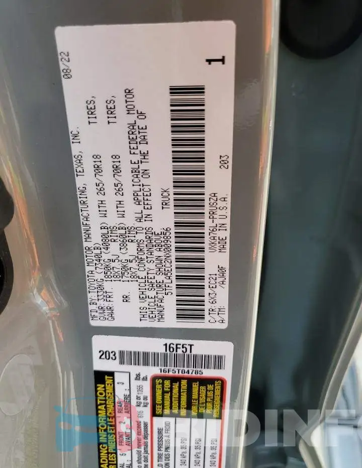 5TFLA5EC2NX009856 Photo# 12