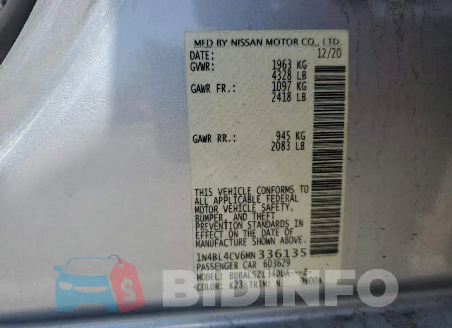 1N4BL4CV6MN336135 Photo# 13