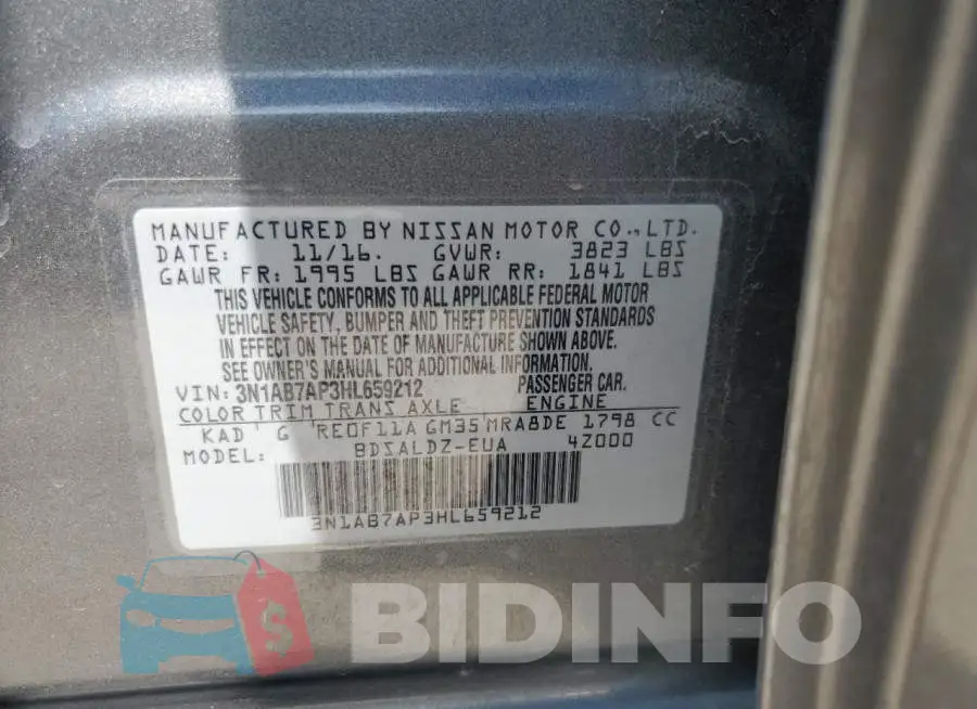 3N1AB7AP3HL659212 Photo# 12