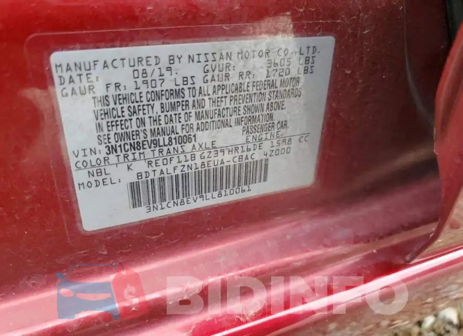 3N1CN8EV9LL810061 Photo# 12