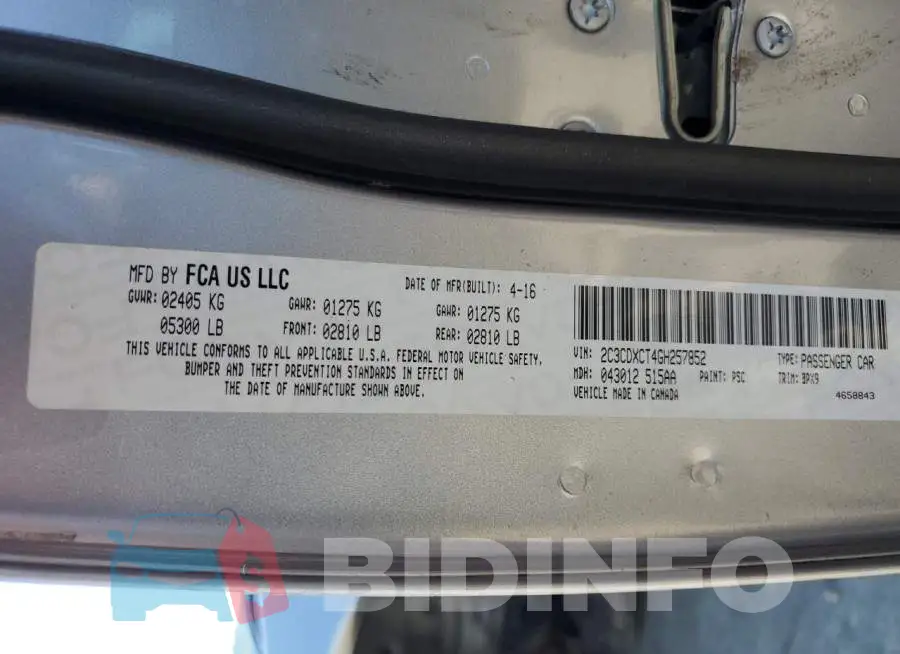 2C3CDXCT4GH257852 Photo# 13