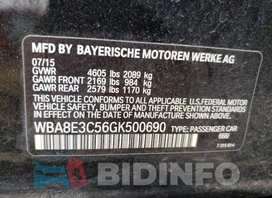 WBA8E3C56GK500690 Photo# 12
