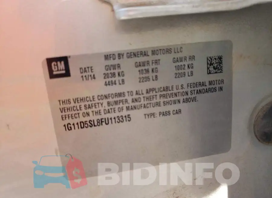 1G11D5SL8FU113315 Photo# 12